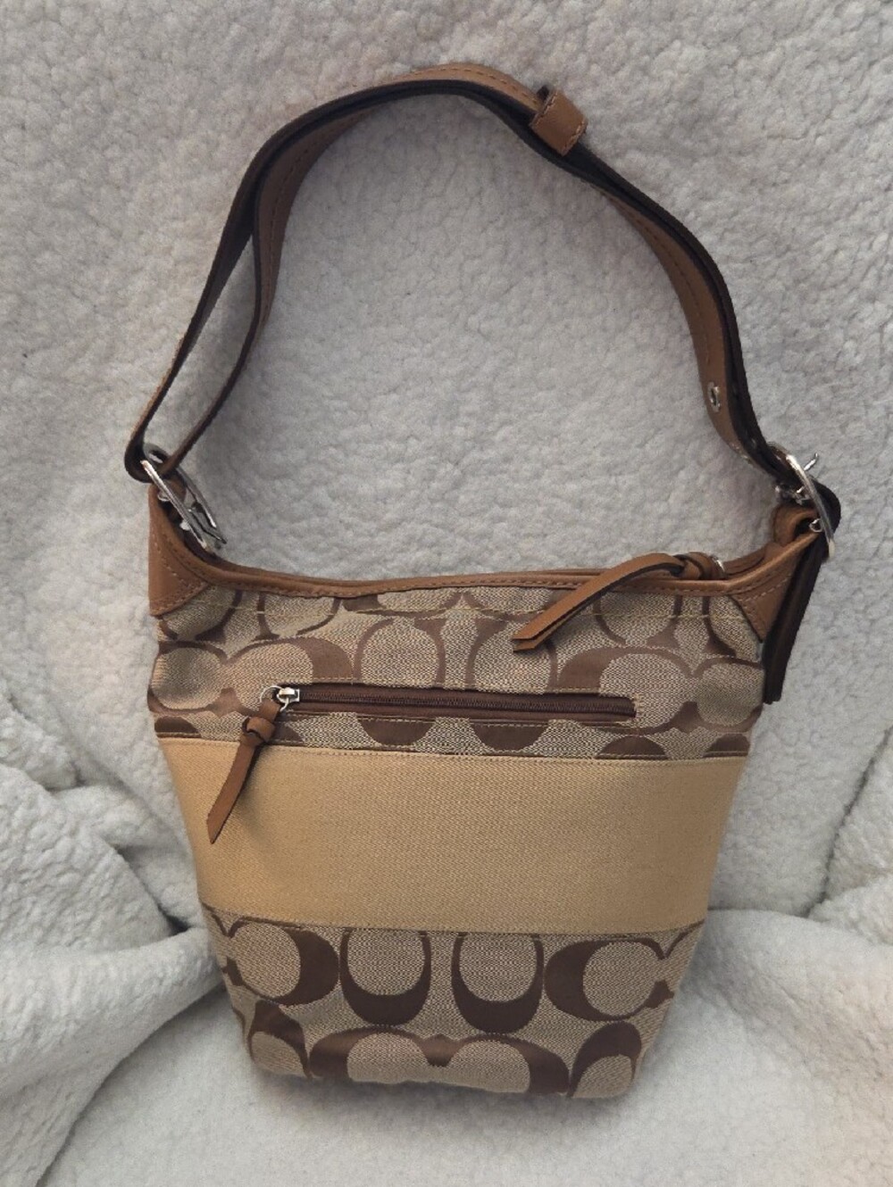 Coach Brown & Tan Signature Canvas Shoulder Bag - Picture 2 of 3